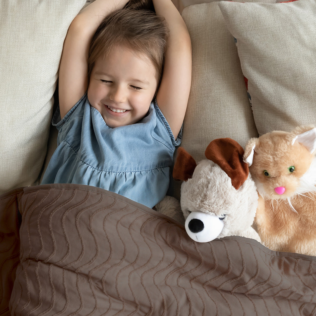 Wasbaar Kinderdekbed Golven - Bruin 140x200