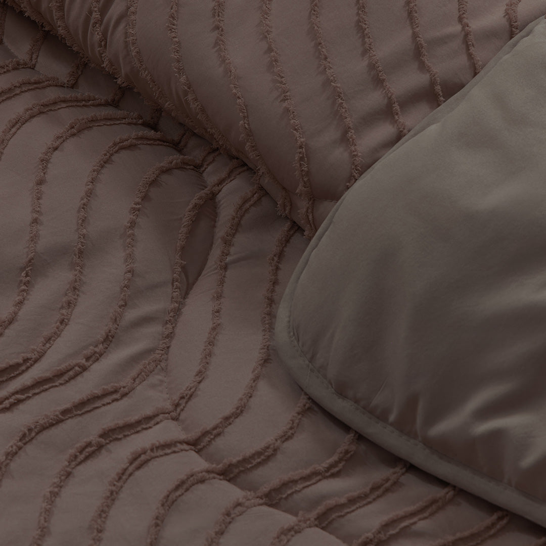 Wasbaar Kinderdekbed Golven - Bruin 140x200