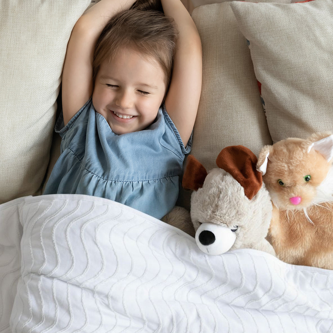 Wasbaar Kinderdekbed Golven - Wit 140x200