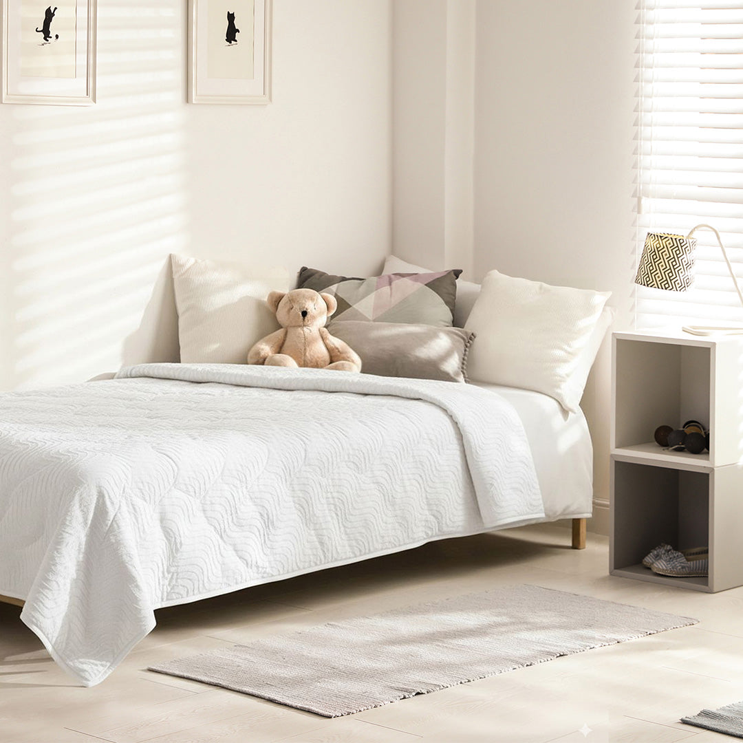 Wasbaar Kinderdekbed Golven - Wit 140x200