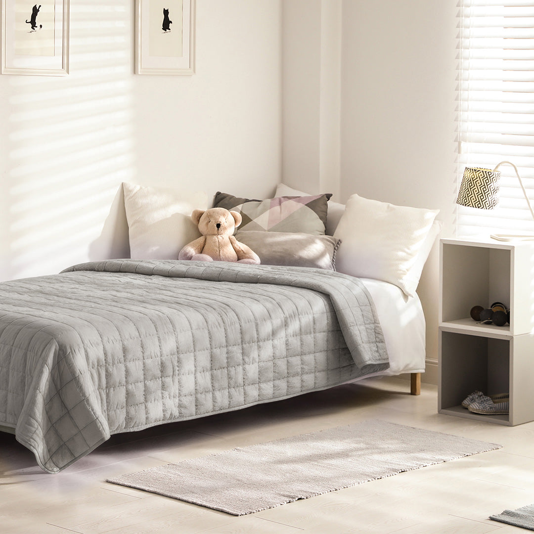 Wasbaar Kinderdekbed Knuffelzacht - Zilvergrijs 140x200
