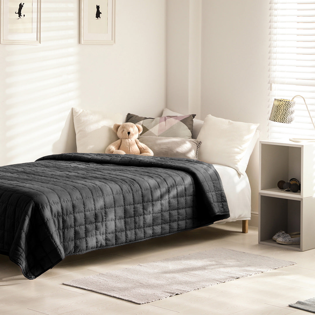 Wasbaar Kinderdekbed Knuffelzacht - Zwart 140x200