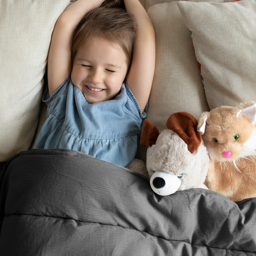 Wasbaar Kinderdekbed Mousseline - Donkergrijs 140x200