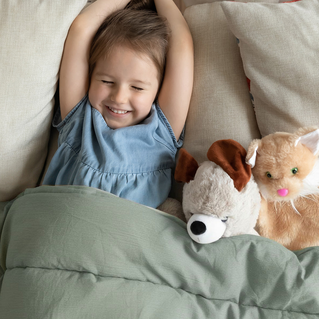 Wasbaar Kinderdekbed Mousseline - Mosgroen 140x200