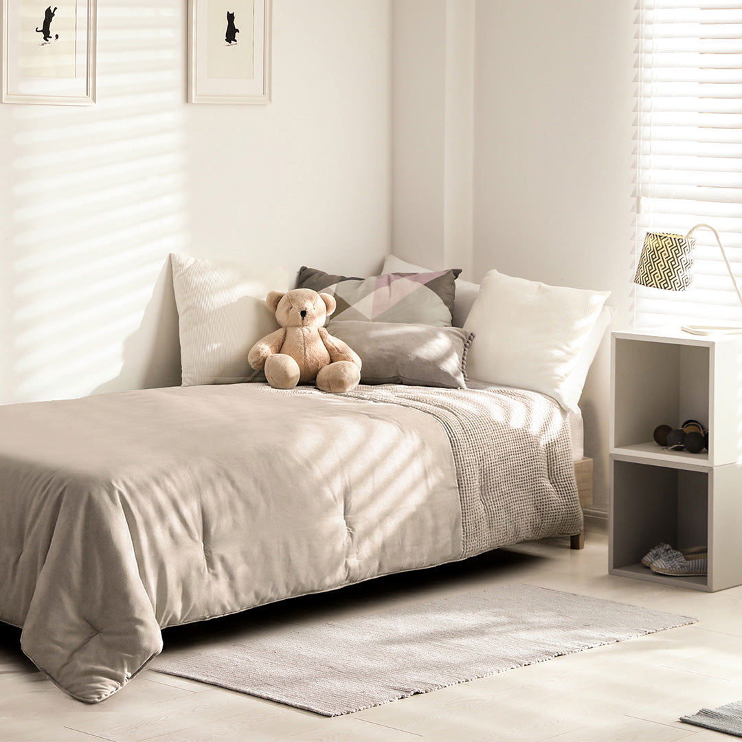 Wasbaar Kinderdekbed Wafelband - Taupe 140x200