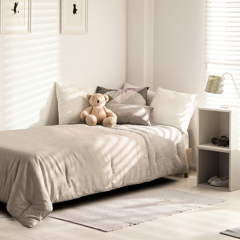 Kinderdekbed wafelband taupe