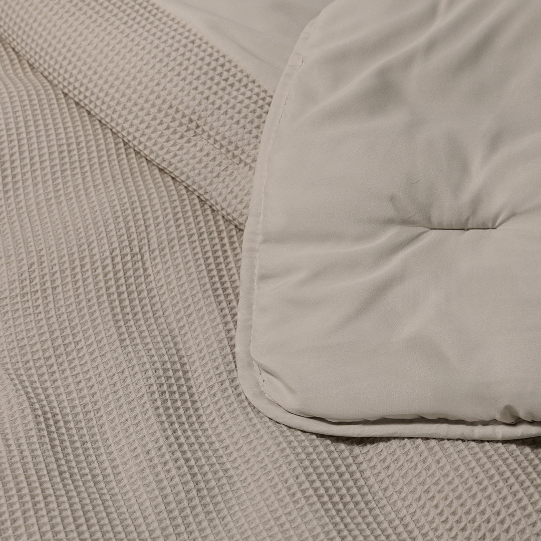 Wasbaar Kinderdekbed Wafelband - Taupe 140x200