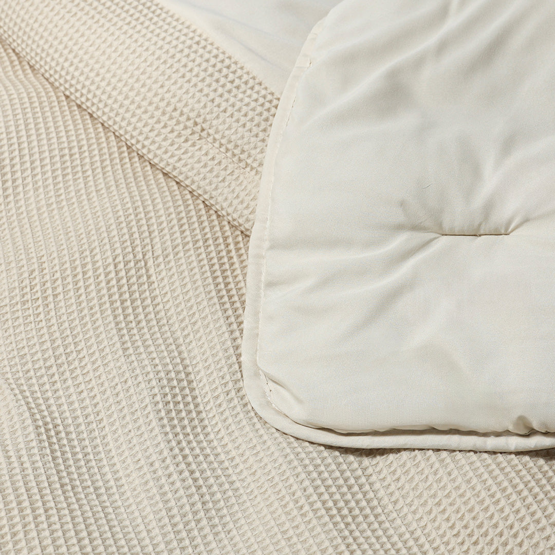 Wasbaar Kinderdekbed Wafelband - Zand 140x200