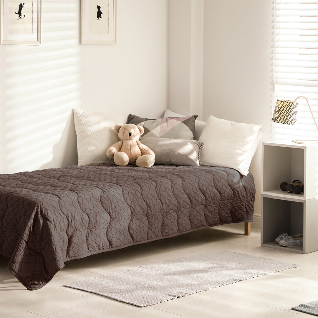 Wasbaar Kinderdekbed Wolken - Bruin 140x200