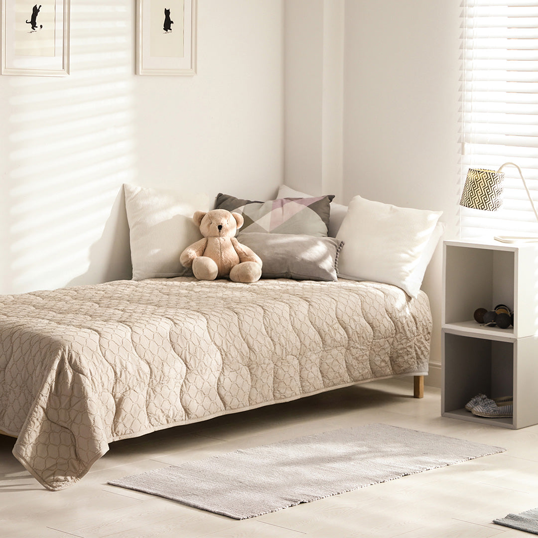 Wasbaar Kinderdekbed Wolken - Taupe 140x200